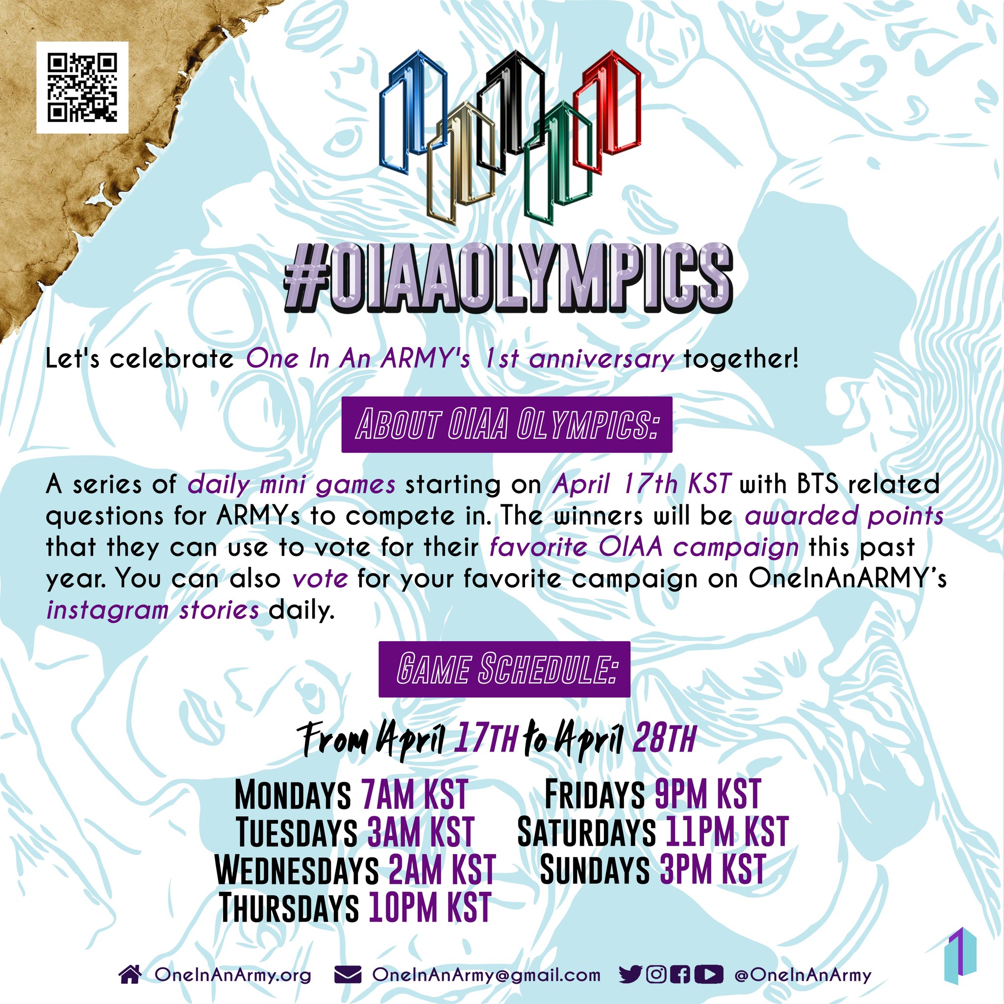 Poster introducing the OIAA Olympics and game schedule